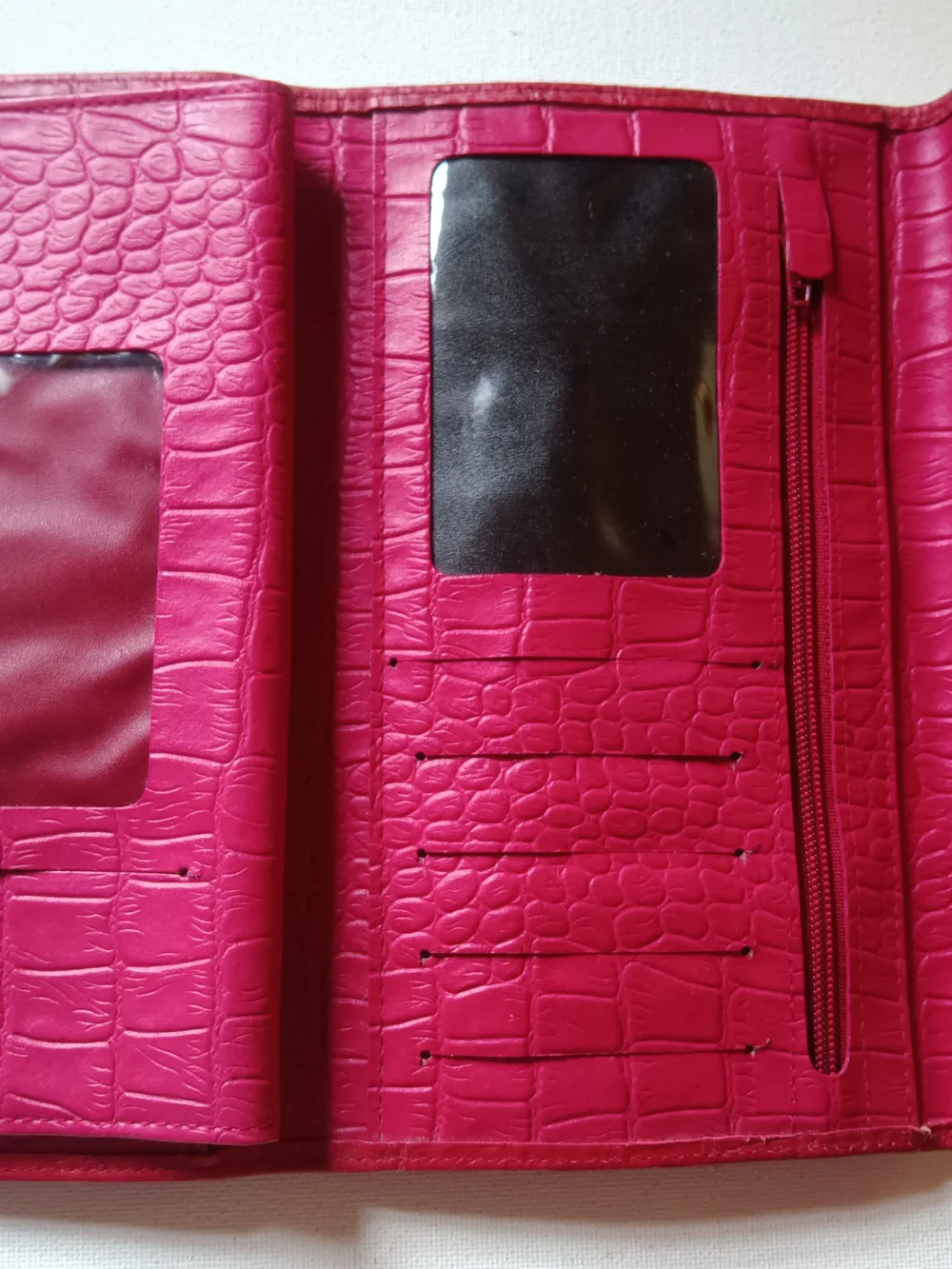Buxton Red Croc-Embossed Leather Checkbook Wallet